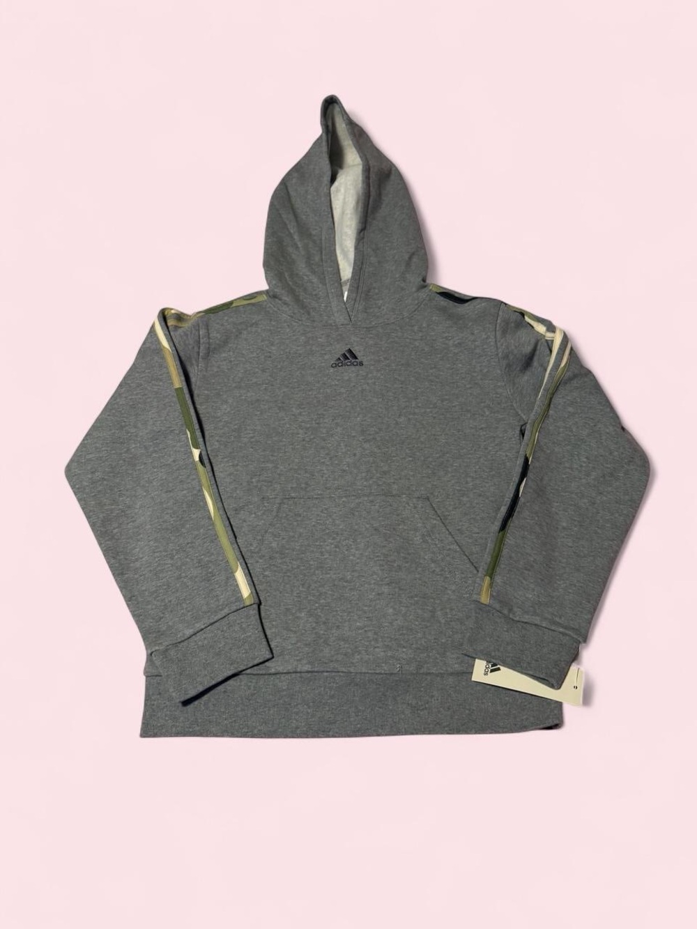 adidas Gray Hoodie with Camo Accent Stripes